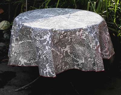 sugar skull Round Oilcloth Tablecloth – Paradise Black on White