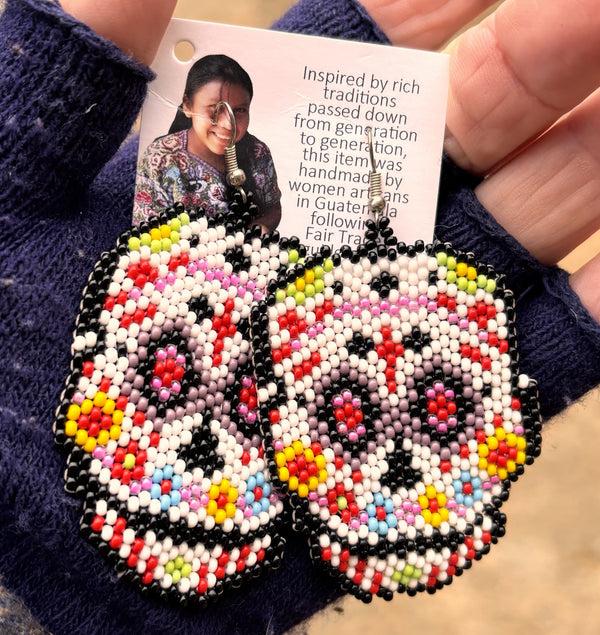 sugar skull Beaded earrings from Guatamala