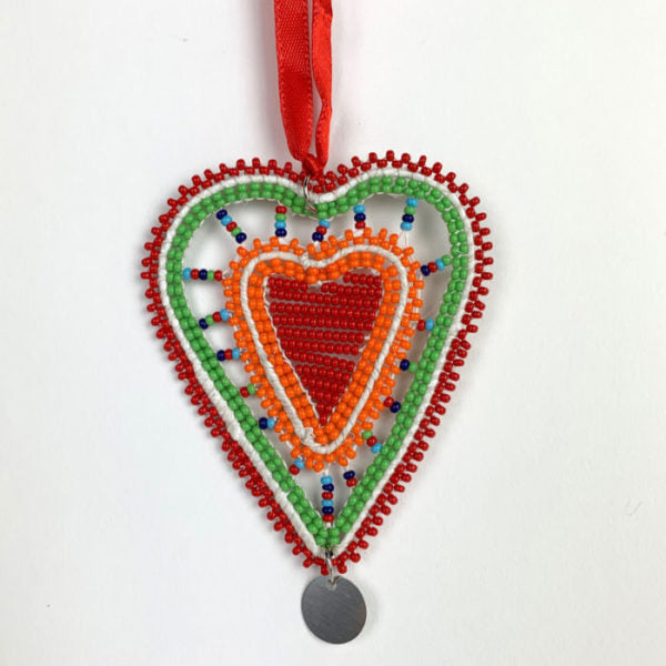 sugar skull Beaded Heart Ornament
