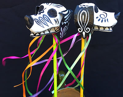 sugar skull Bone Dog Rattle