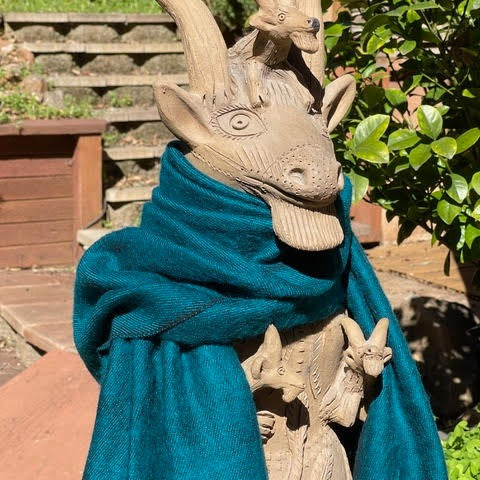 sugar skull Brushed Woven Shawl - Caribbean Azul