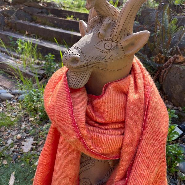 sugar skull Brushed Woven Shawl - Tangerine