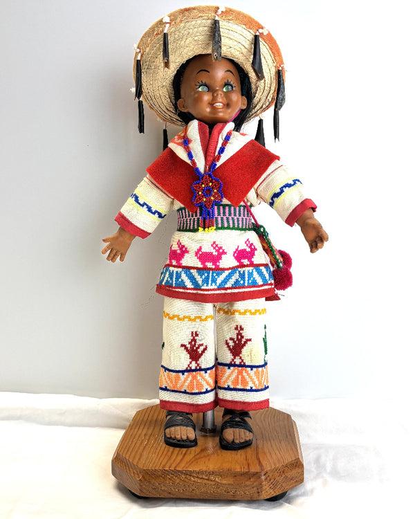 sugar skull Doll - Vintage Huichol Indian