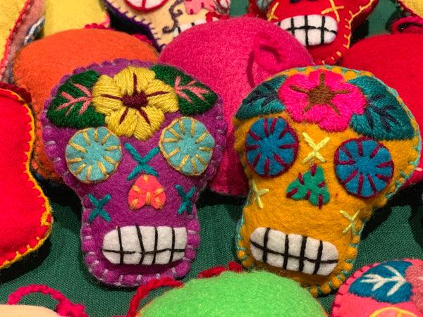 sugar skull Felted Sugar Skull mini pillows