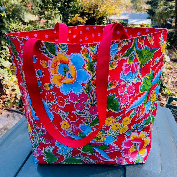 sugar skull Floral Rhapsody Tote - Red