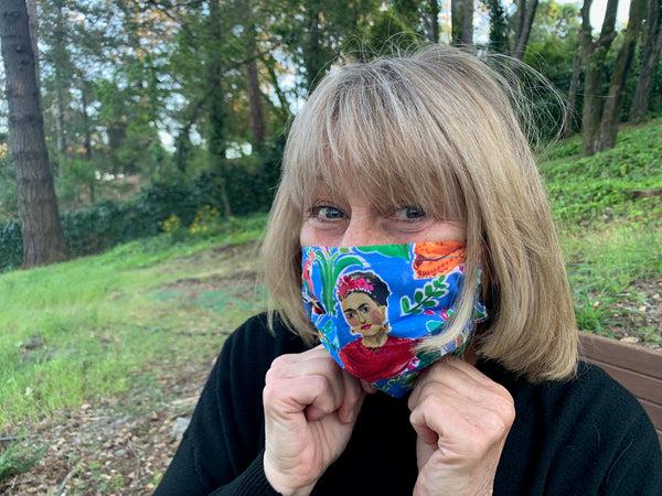 sugar skull Frida with Red Rebozo Mask