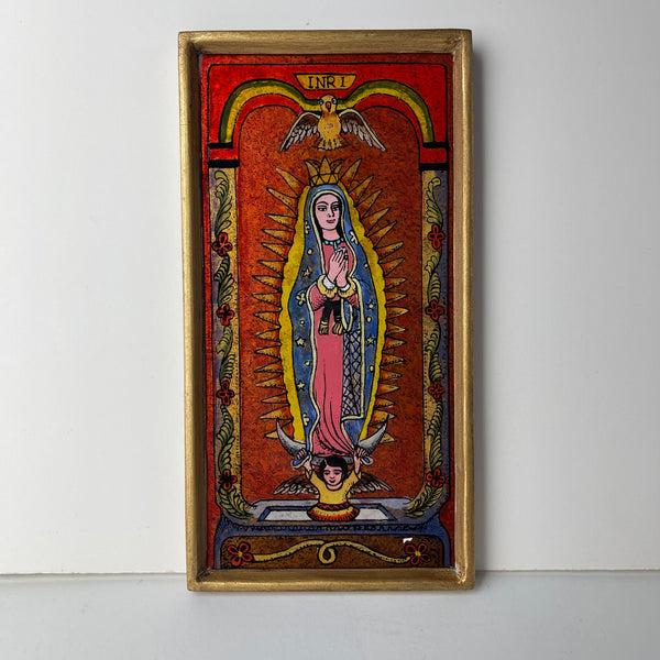 sugar skull Glass Virgin of Guadalupe Plaque