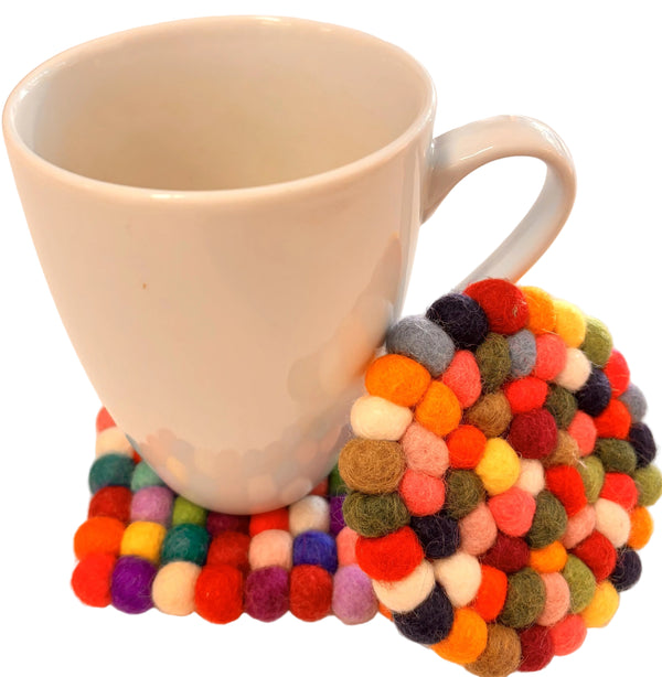 sugar skull Handmade Felt Coaster - Round