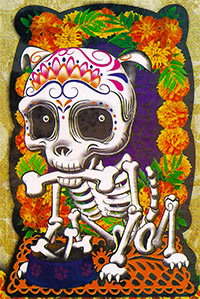 sugar skull Hanging Cardboard Skeleton Dog