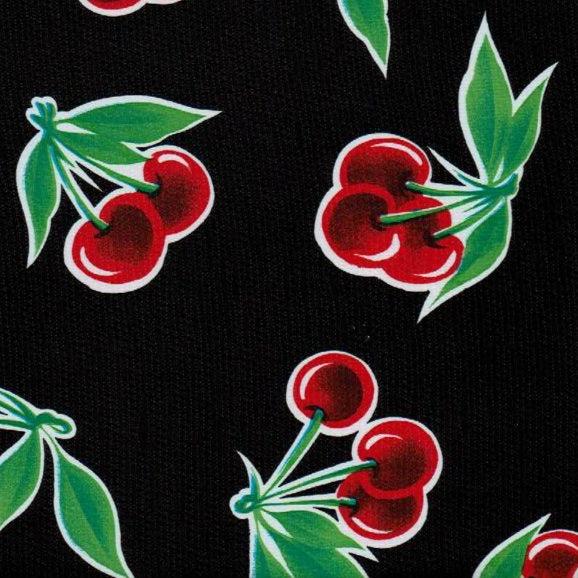 sugar skull Mexican Oilcloth - Cherries on Black