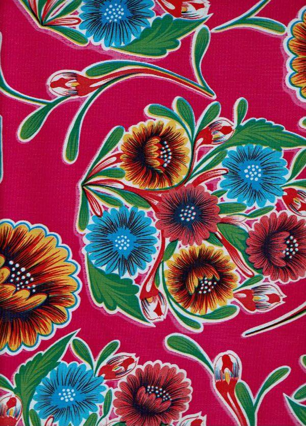 sugar skull Mexican Oilcloth - Floral on Magenta