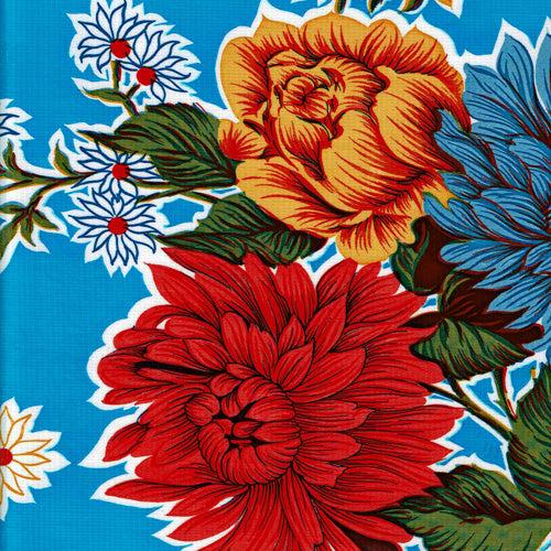 sugar skull Mexican Oilcloth - Mums on Blue