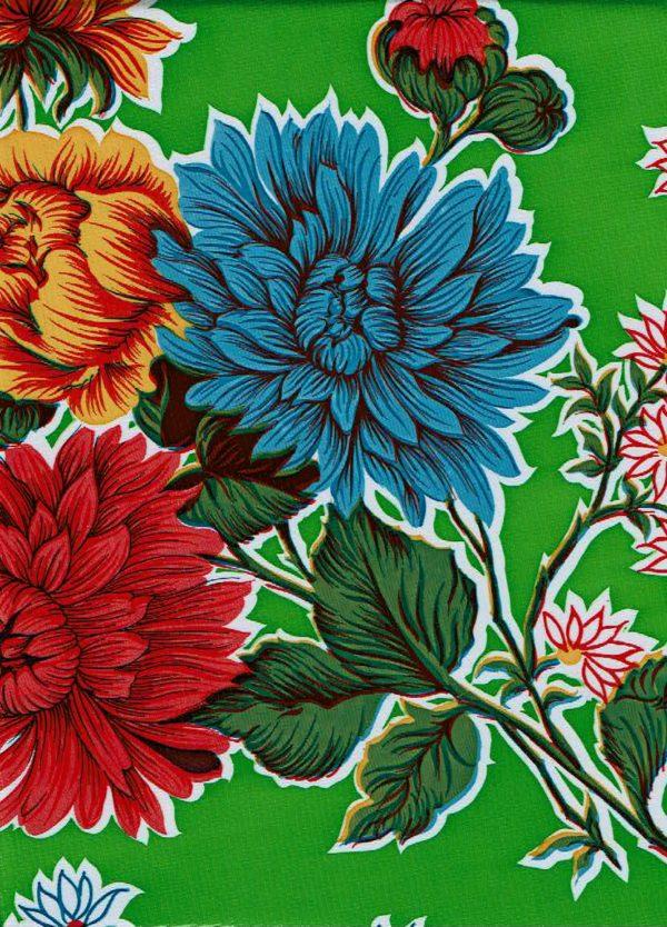 sugar skull Mexican Oilcloth - Mums on Lime Green