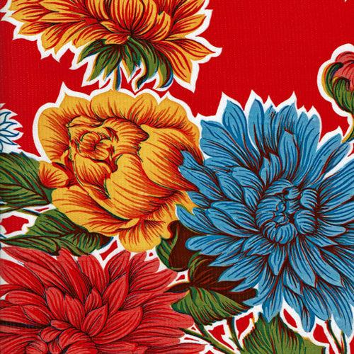 sugar skull Mexican Oilcloth - Mums on Red