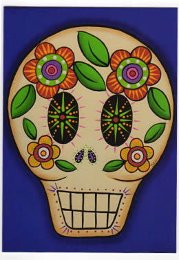 sugar skull Note Card - Calaca with Flowers