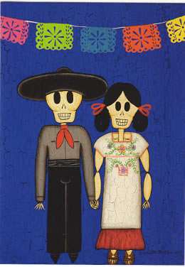sugar skull Note Card - Noche Fiesta Couple
