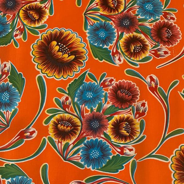 sugar skull Oilcloth Roll - Floral on Orange