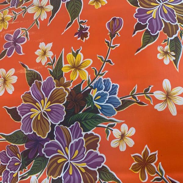 sugar skull Oilcloth Roll - Hibiscus on Orange
