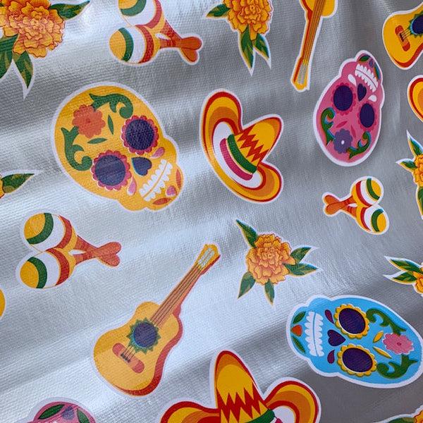sugar skull Oilcloth Roll - Sugar Skull on Silver