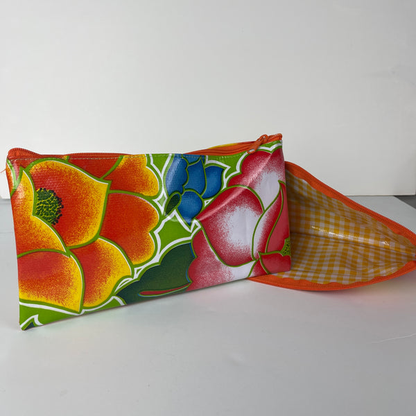 sugar skull Oilcloth Zipper Bag - Frida Lime