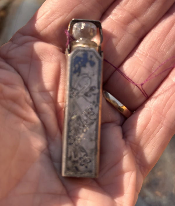 sugar skull Perfume Bottle - Antique in Tin Case