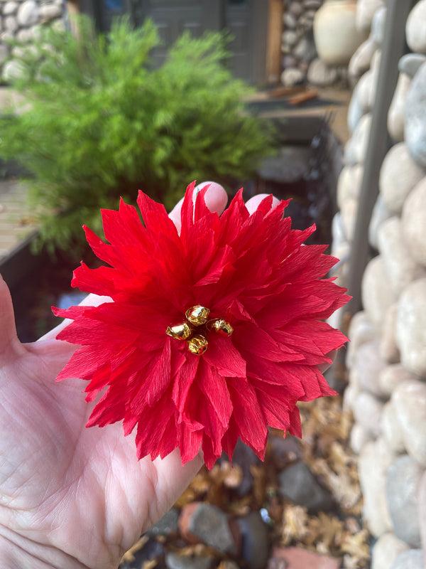 sugar skull Poinsettia Paper Flower w/ Gold Center