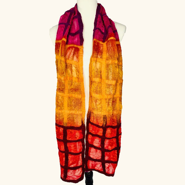 sugar skull Scarf - Window Pane - Orange and Red