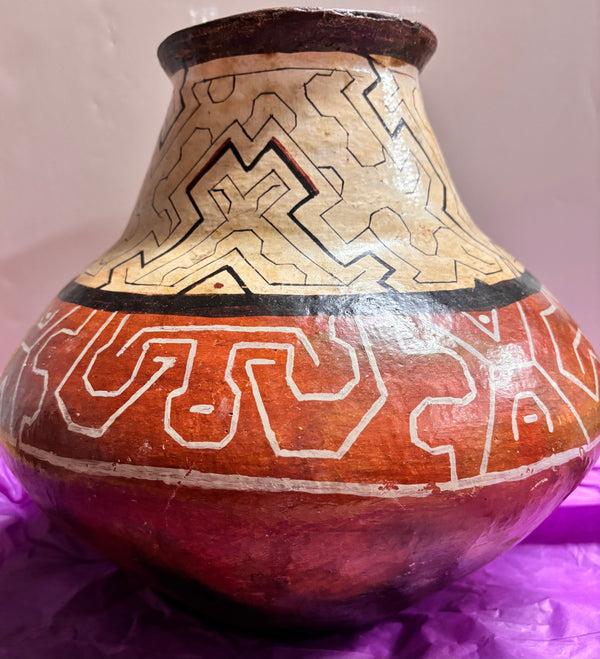 sugar skull Shipibo-Canibo Clay Pot Large