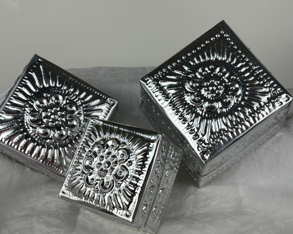 sugar skull Square Tin Boxes - set of 3 nested boxes