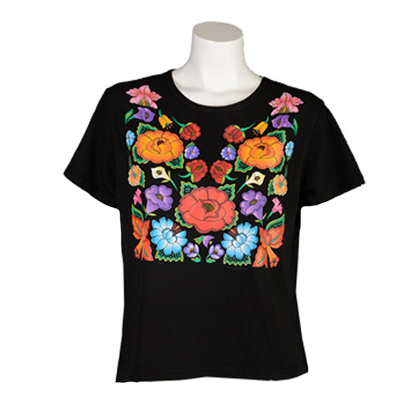 sugar skull T Shirt - Frida Midnight Black