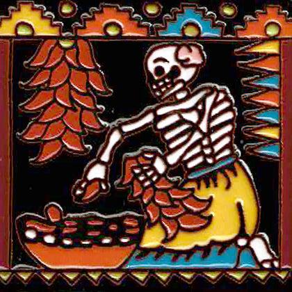 sugar skull Tile - Chili Pepper Cook