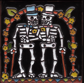 sugar skull Tile – Gay Wedding Couple With Top Hat