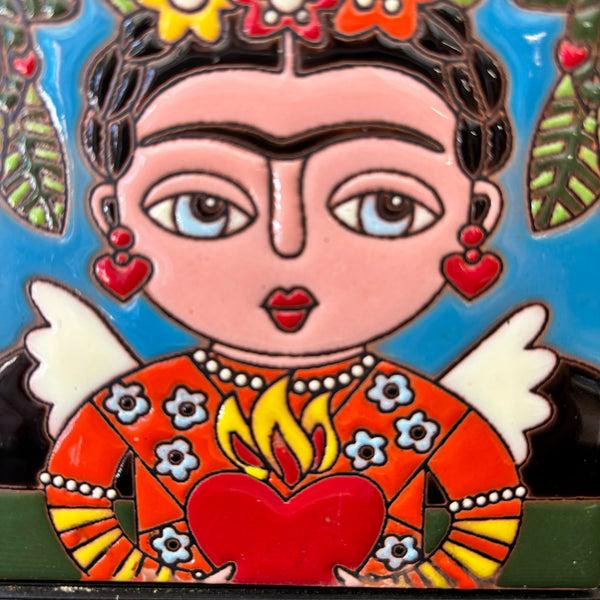 sugar skull Tile - Holiday Angel W/Blue