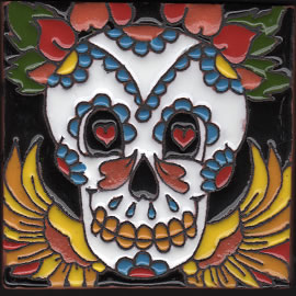sugar skull Tile – Skull with Wings
