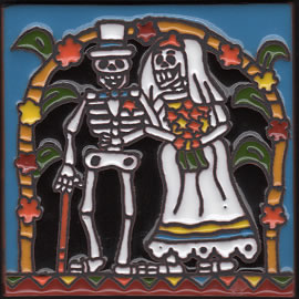 sugar skull Tile – Wedding Couple