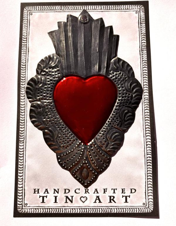 sugar skull Tin Heart Ornament - Calado