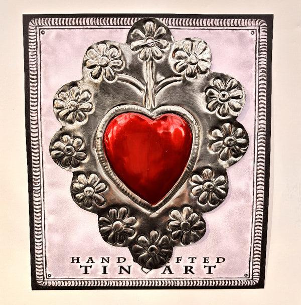 sugar skull Tin Heart with Flowers