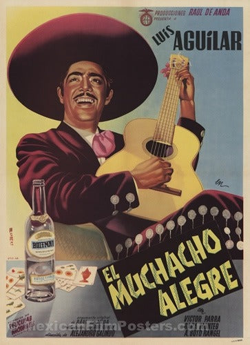 sugar skull Vintage Mexican Movie Poster - El Muchacho Alegre