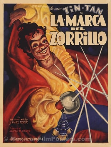 sugar skull Vintage Mexican Movie Poster - Marca del Zorrillo