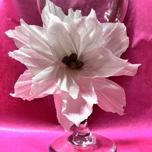 sugar skull White Poinsettia Paper Flowers w/ Gold Center - One Single