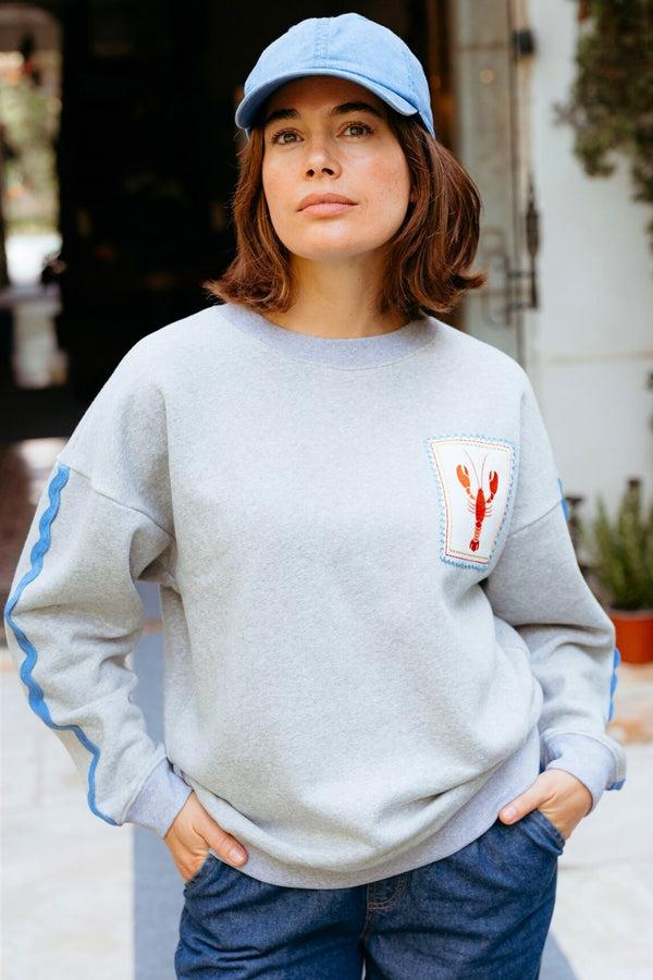 Sugarhill Brighton Eadie Relaxed Sweatshirt - Off White Horse Print & Embro