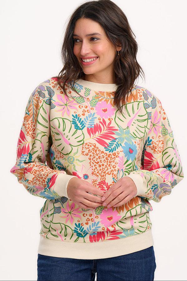 Sugarhill Brighton Eadie Relaxed Sweatshirt - Off-White/Multi Painted Jungle