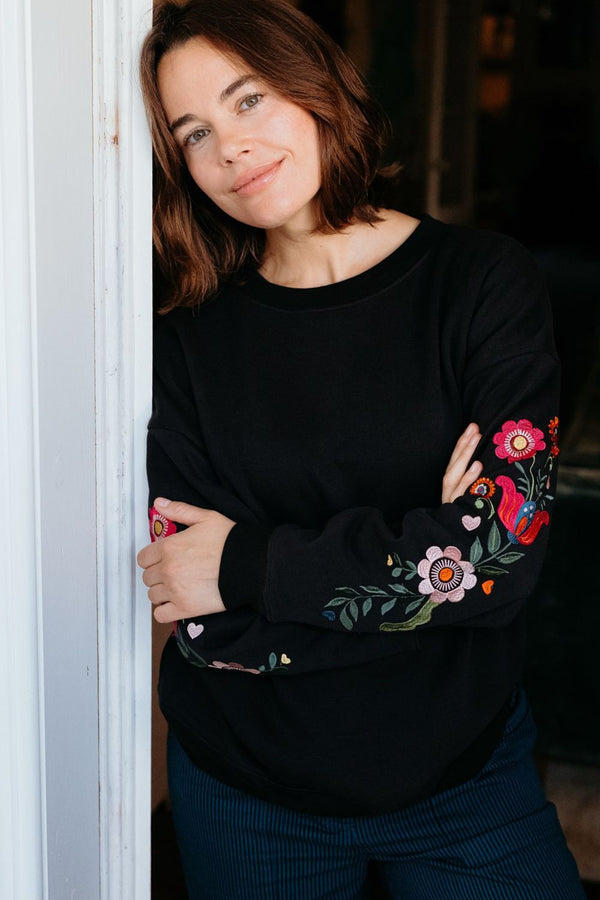 Sugarhill Brighton Eadie Relaxed Sweatshirt - Off-White/Multi Painted Jungle