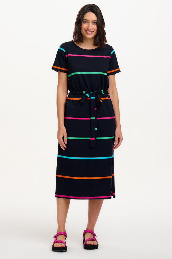 Sugarhill Brighton Flissy Jersey Midi Dress - Black Jurassic Jive Rainbow