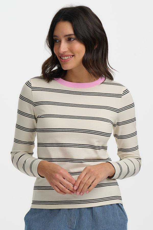 Sugarhill Brighton Josie Jersey Top - Multi Puzzle Stripe