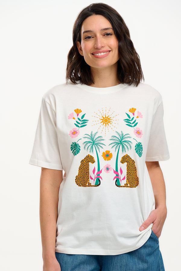 Sugarhill Brighton Kinsley Relaxed T-Shirt - Off White Mirrored Jungle