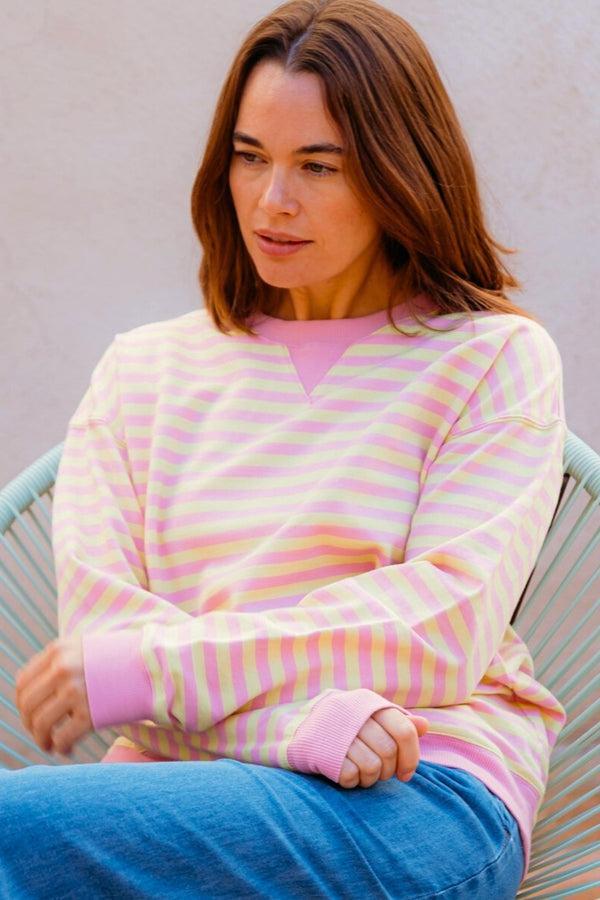 Sugarhill Brighton Lucia Sweatshirt - Pink/Yellow Stripes