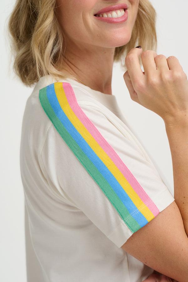 Sugarhill Brighton Macy T-Shirt - Navy Acid Rainbow Taping