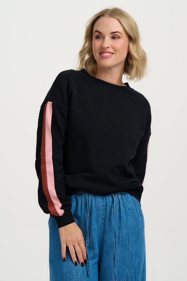 Sugarhill Brighton Magda Sweatshirt - Black Rainbow Trim