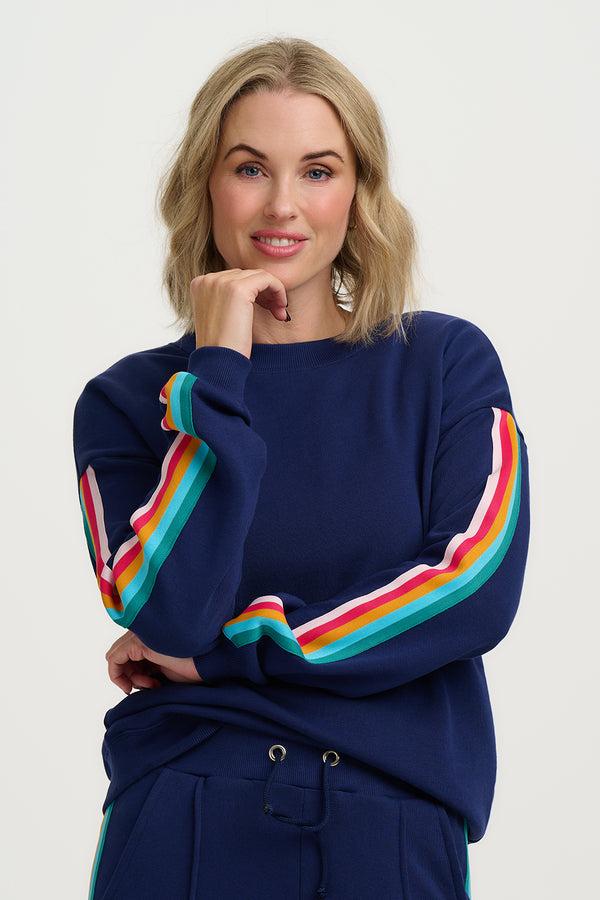 Sugarhill Brighton Magda Sweatshirt - Green Rainbow Stripe